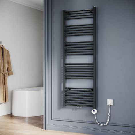 SONNI Elektrischer Badheizkörper Handtuchheizkörper mit Thermostat Handtuchtrockner Mittelanschluss Anthrazit 1640x600mm Leistung 900W (1/5)