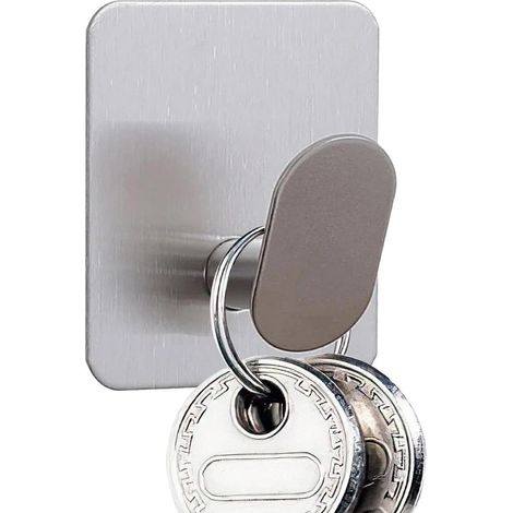 Crochets adhésifs robustes en acier inoxydable, 4,5 x 4,5 cm, fixation murale antirouille, crochet porte-serviettes finition polie, amovible, pour salle de bain. (1/5)