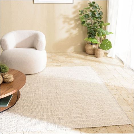 SACHA - Tapis rectangulaire 200x290cm en coton recyclé couleur ivoire (1/5)