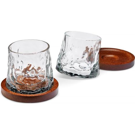 Verres à whisky rotatifs avec sous-verres - Ensemble de deux verres à whisky (1/5)