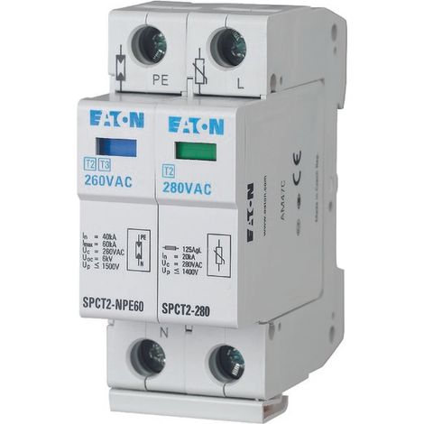 Scaricatore di sovratensione tipo T2 2P 20kA SPCT2-280-1+NPE 167619