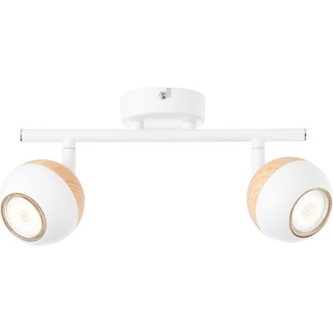 BRILLIANT Lampe Scan LED Spotrohr 2flg weiß/holz hell 2x LED-PAR51, GU10, 3W LED-Reflektorlampen inklusive, (250lm, 3000K) Köpfe schwenkbar (1/4)