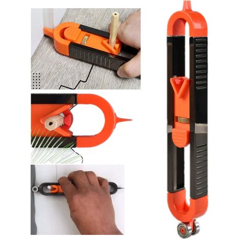 1 - Jauge De Contour - Règle De Traçage - Fonction Verrouillage Réglable - Pour Bois Carrelage Linoléum - Noir - 23,3x3,5x2,7cm (1/5)