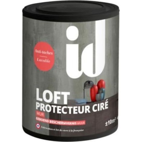 Protecteur ciré 1L pour bois – Gel transparent anti-taches – Finition satinée lavable – Rendement ±10m² pour murs – Id Paris (1/4)