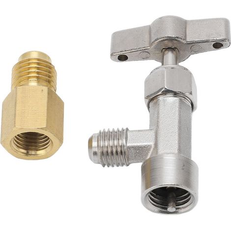 Robinet Auto-Sealing Can Tap pour réfrigérant en acier inoxydable 1/4in & 1/2in avec adaptateur pour système AC automobile (1/5)