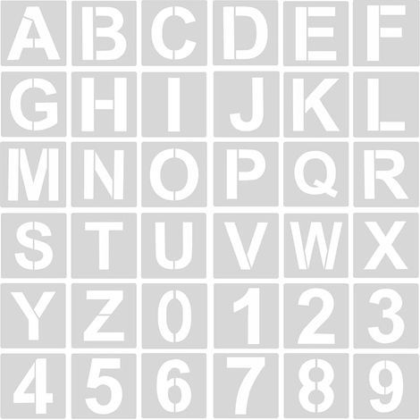 36pcs Alphabets Numéro Pochoirs, 10cm Plastique Réutilisable Pochoir de Lettres Pochoirs d'Artisanat de Numéros pour Art Projects Décoration DIY La Peinture (1/5)