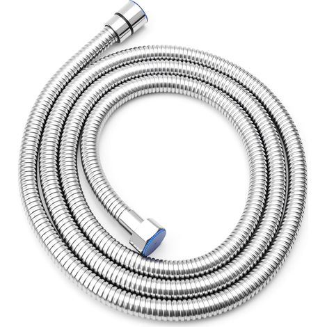 2 m Duschschlauch - Duschschlauch aus Edelstahl 304 mit Verdrehschutz, Hochdruck, Standard-G1/2-Anschluss, Chrom-Design, geeignet für alle Duschköpfe (Silber) (1/5)
