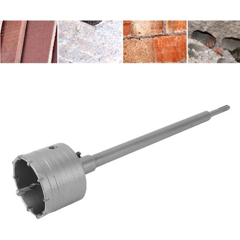 Foret à scie à tige ronde de 80 mm pour murs, foret à scie pour béton avec tige de connexion de 350 mm, foret rond à dents en carbure de tungstène, pour murs en ciment, pierre, béton, mousse, brique. (1/5)