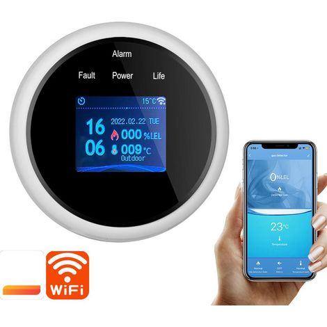 Détecteur de Fumée Connecté Sans Fil Smart Home Fuite Gaz Capteur (1/5)