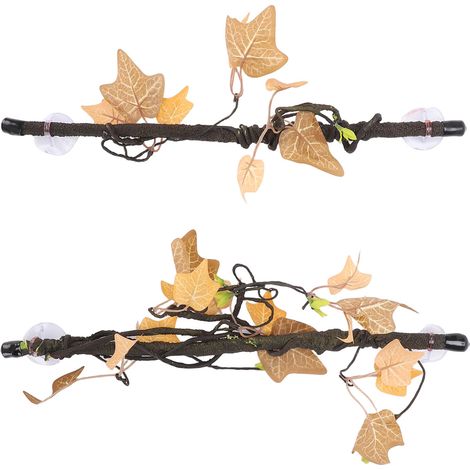 Lot de 2 Branches Grimpoir pour Reptile en Plastique Réaliste avec Ventouses, Décoration Robuste et Esthétique pour Terrarium (1/4)