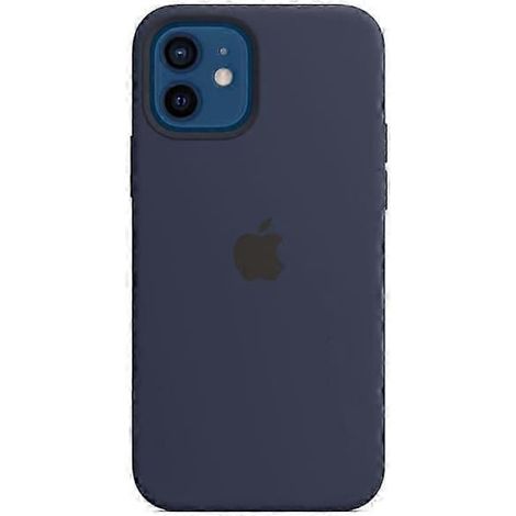 Coque pour iPhone 12/12 Pro avec MagSafe - Coque en silicone à l'échelle 1:1, à induction, fine et résistante aux chocs - Bleu foncé