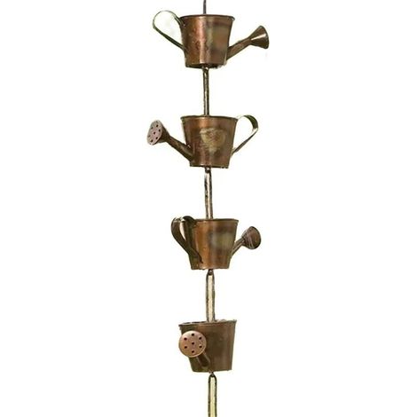 Chaîne pluie métal décorative 90 cm avec adaptateur, cadeau jardin pour maman, récepteur gouttière