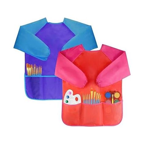 Malschürzen, Malkittel, Langarmschürzen für Kinder von 3-5 Jahren, 2 Stück (1/5)