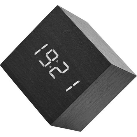 Réveil - Bois - Affichage Heure Température - Alarme Numérique 3 Options - USB ou Piles AAA - 6x6x6 cm (1/5)