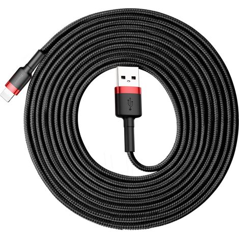 Cavo USB Lightning Baseus Cafule 2A da 3 m (nero e rosso) (1/5)