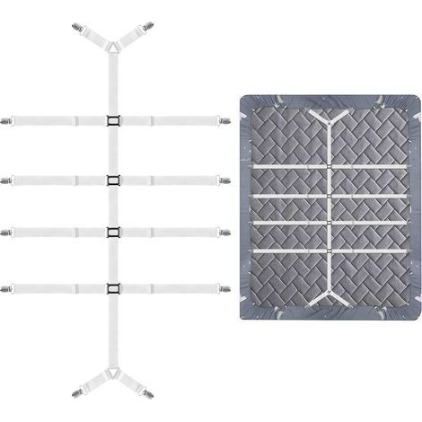 Tendeur de Drap réglable, Support de Drap avec Clips métalliques, Sangles Support de Drap, tendeur Drap Housse, Convient à Tous Les draps, draps-Housses, Matelas (1/5)
