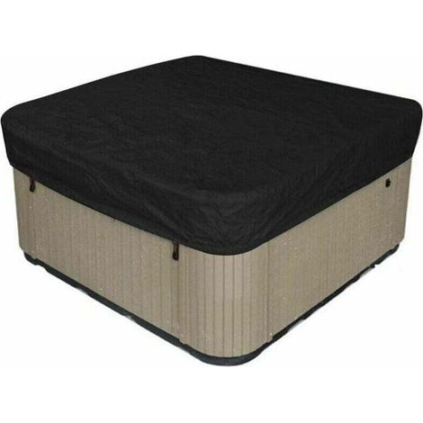 Bâche de Piscine Carrée 218 x 218 cm Toile Polyester 210D Résistante UV Intempéries Ourlet Élastique Couleur Noire - (1/5)