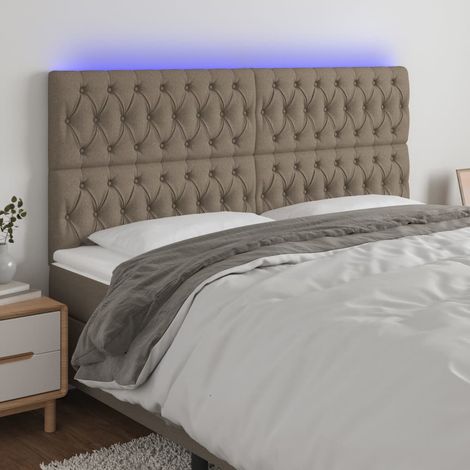 LED Kopfteil Taupe 200x7x118/128 cm Stoff (1/5)
