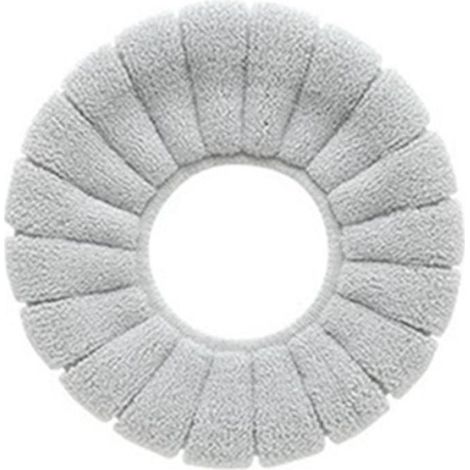 Abattant WC, housse d'abattant WC, coussin de salle de bain doux et chaud, housse lavable, gris (1/5)