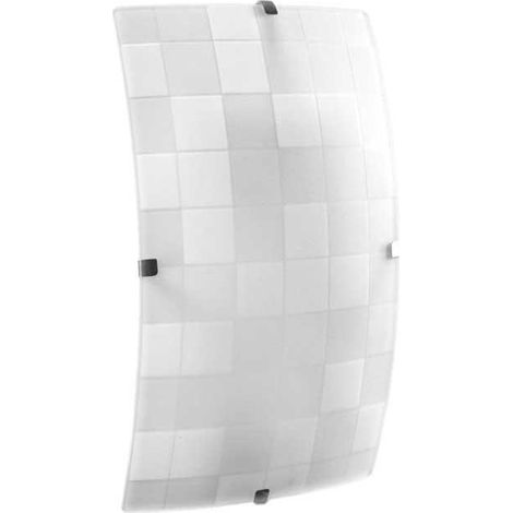 PLAFONIERA APPLIQUE RETTANGOLARE 30X18 CM CON DESIGN A QUADRI COLORE BIANCO (1/2)