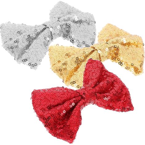 3 Pièces Nœuds à Paillettes pour Cheveux de Petite Fille, Clips en Tissu et Métal, Fabrication Fine, Confortables, Accessoires Décoratifs pour Filles de 4 à 6 Ans (1/5)