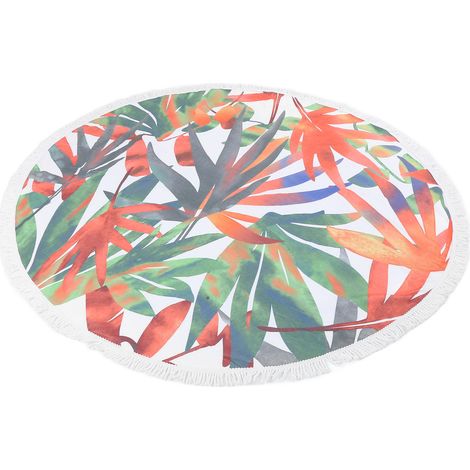 Serviette de plage ronde, couverture de plage circulaire à pompons, tapis de pique-nique surdimensionné pour enfants1 (1/5)