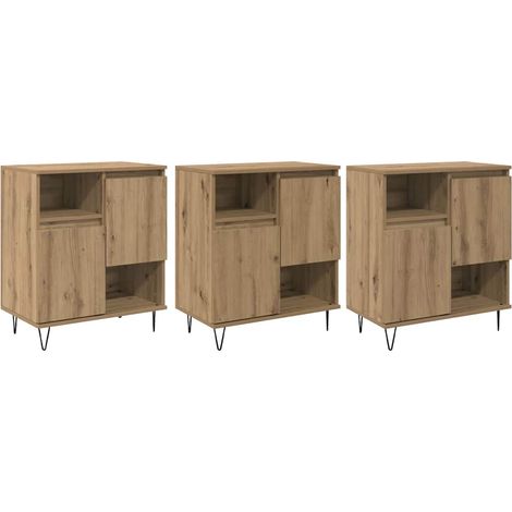 3 pcs Buffet,Bahut,Meuble de Rangements chêne artisanal 180 x 35 x 70 cm CFW68647 (1/5)