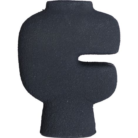Vase design contemporain en résine noire finition texturée - Noir effet matière texturée (1/3)