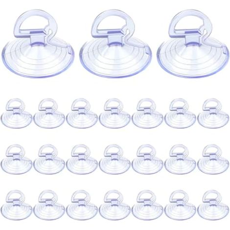 Ohleats Lot de 24 ventouses pour pare-brise de voiture, anneau de traction puissant, ventouses multi-usages pour cuisine, salle de bain, accessoires de voiture (transparent, 3,5 cm) (1/5)