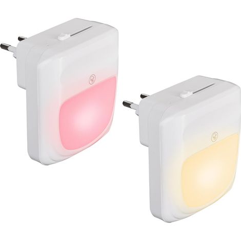 2 Lampade Notte Luce Notturna LED 3 Funzioni RGB Bianco Dimmerabile Crepuscolare