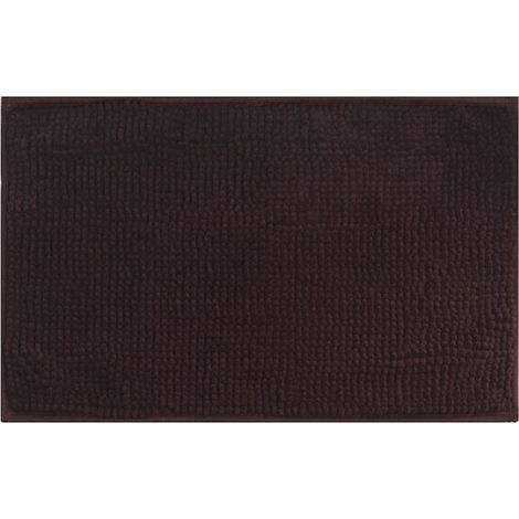 Tapis de bain antidérapant en chenille  Ultra-absorbant et lavable en machine  Pour salle de bain, douche, baignoire ou comme tapis de toilette  Marron - 50 x 80 cm (1/5)