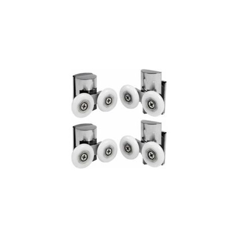 Set di 4 rulli doppi per porte doccia scorrevoli da 23 mm - Crezuo