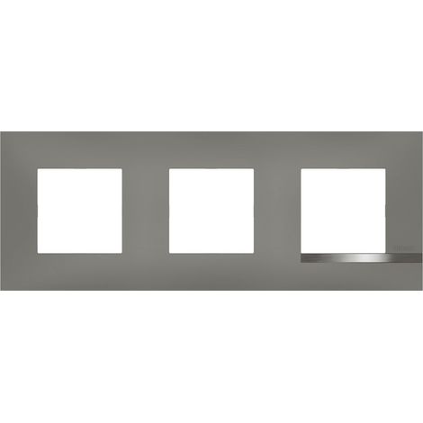 Plaque Altège Mezzo 3 postes Note irisée -effet aluminium et liseré alu brillant BTICINO BTAL9NI3 (1/3)