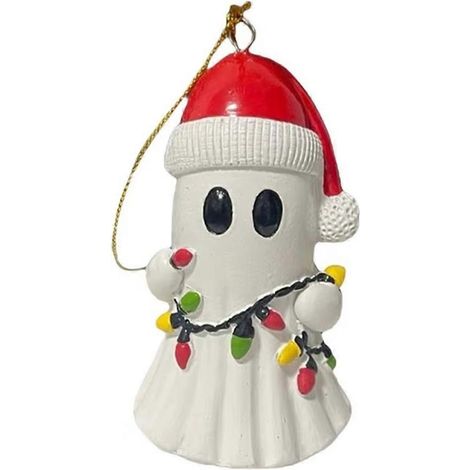 Weihnachtsbaumschmuck: Roter Hut, Geisteranhänger, kleine Geisterstatue