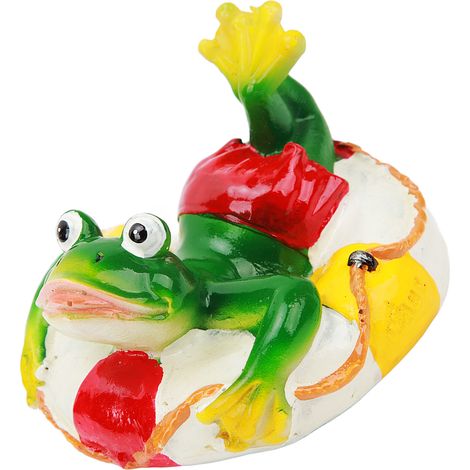 Décorations pour bassin à grenouilles - Grenouille flottante en résine, couleurs inaltérables, flotte facilement dans l'eau - Statue de grenouille pour jardin, maison ou cour - Anneau de natation (1/5)