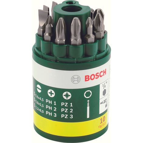 Bosch ASSORTIMENTO BIT DI AVVITAMENTO (PH + PZ+ TAGLIO) 10 pezzi