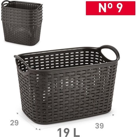 Cesta Multiuso in Plastica Tipo Rattan 19 Litri Wenge 29 x 39 cm (1/2)