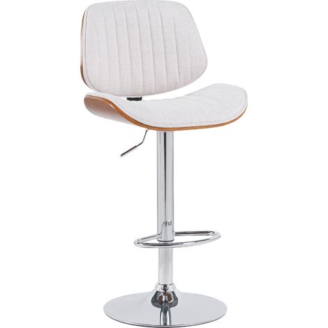 Sgabello da bar x1 stile retrò-moderno seduta in tessuto color crema struttura in legno di noce e metallo cromato 100006340