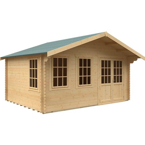 12x16 The Forde 44mm Cabin - L355 x W475 x H292.6 cm - Solid Wood/Softwood/Pine - Natural