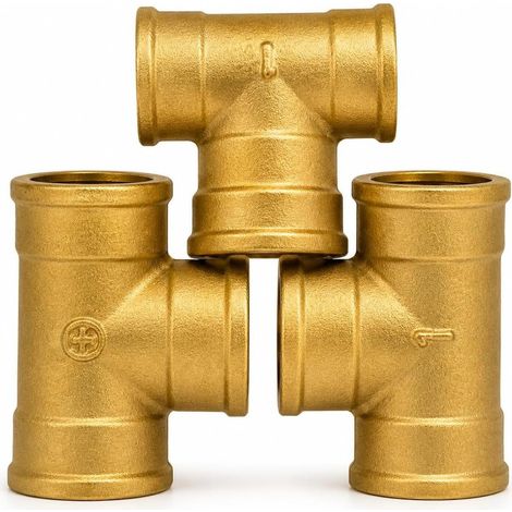 Set di 3 raccordi a T a vite in ottone massiccio da 1" (26x34)