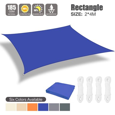 (Bleu foncé 2x4M) Auvent imperméable, toile d'ombrage pour terrasse et jardin extérieur (1/4)