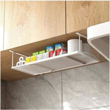 Panier Rangement Sous Étagère - Métal - Longueur Réglable 38,5 À 70 Cm - Pour Cuisine Bureau Garde-Manger Salle De Bain - 1 Pièce (1/5)