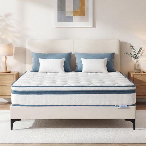 Tribesigns Matelas à ressorts ensachés, 120 x 200 x 25 cm, H3, fermeté moyenne, 7 zones, orthopédique, avec surface lyocell rafraîchissante, certifié Oeko-TEX et CertiPUR, silencieux