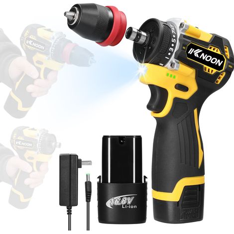 KKnoon 16.8V 2in1 Lithium Drill Electric Screwdriver Multi-function Power Tool 45Nm Torque Brushless Motor Practical Screw Driver for Home Appliances Furniture Installation Automotive Electronics Repa