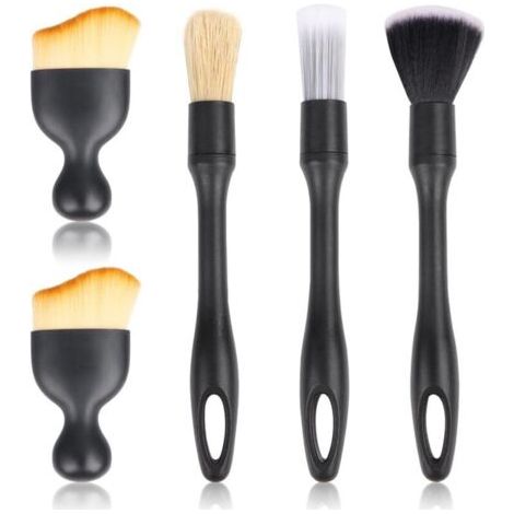 BUNTHAUS Lntyq – Brosse de nettoyage voiture – Pinceaux de détail 5pcs – Fibres synthétiques douces – Poignée ergonomique – Nettoyage intérieur efficace (1/5)