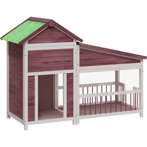 Caseta para perros madera maciza de pino moca 143x60,5x109 cm vidaXL