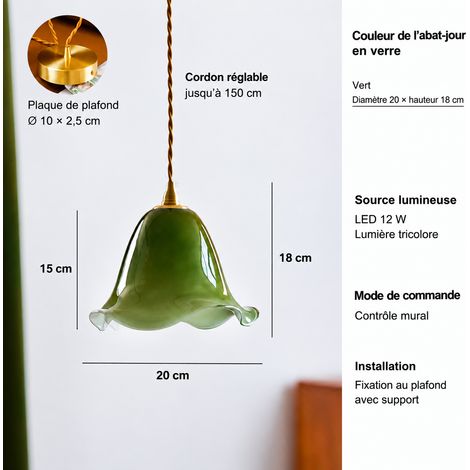 Suspension Fleur de Muguet en Fer Dégradé Vert Foncé, Lumière 3 Couleurs 28 × 28 × 36 cm 2 kg – Livraison gratuite
