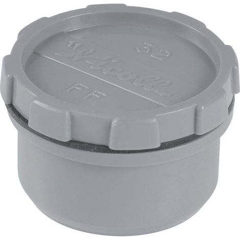 Nicoll – Tampon de visite PVC à coller – Ø 100 mm – Bouchon gris – Pour espaces confinés – 2 pièces avec joint