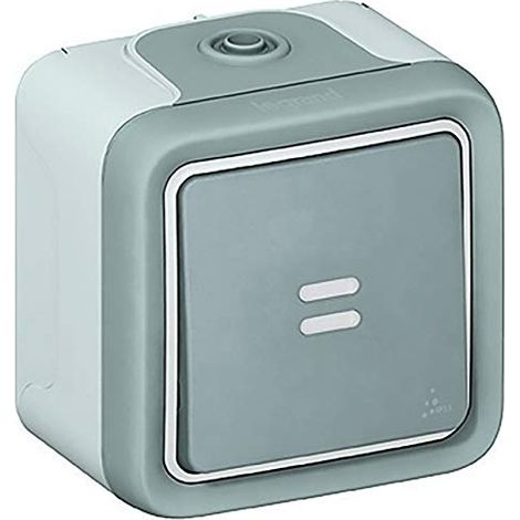 Legrand 069713 - Prog Plexo leuchtender Wechselschalter mit komplett grauer Oberfläche - 10 AX (1/2)