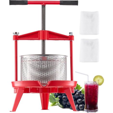 Presse à vin manuelle 9L en acier inoxydable pour cidre et jus de fruits avec poignée T, idéale pour cuisine et maison. (1/5)
